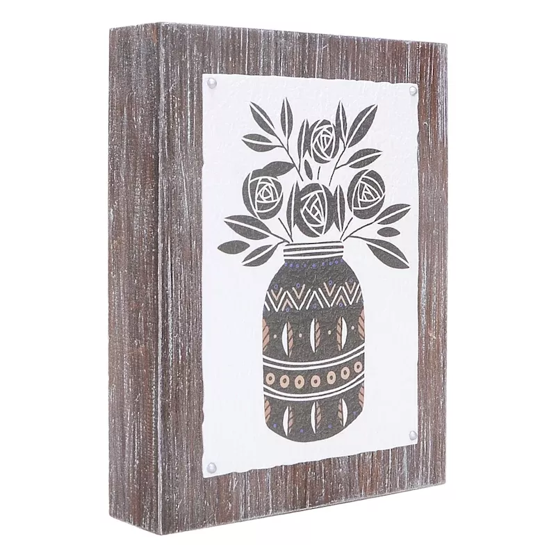 Floral Vase Block Sign, 10"