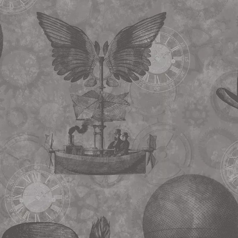 Flying Machines Charcoal Wallpaper