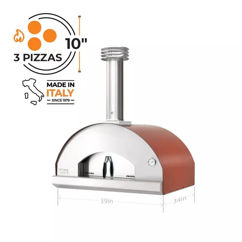 Fontana Mangiafuoco Wood-Fired Pizza Oven – Russo Red (Rustic) – Countertop