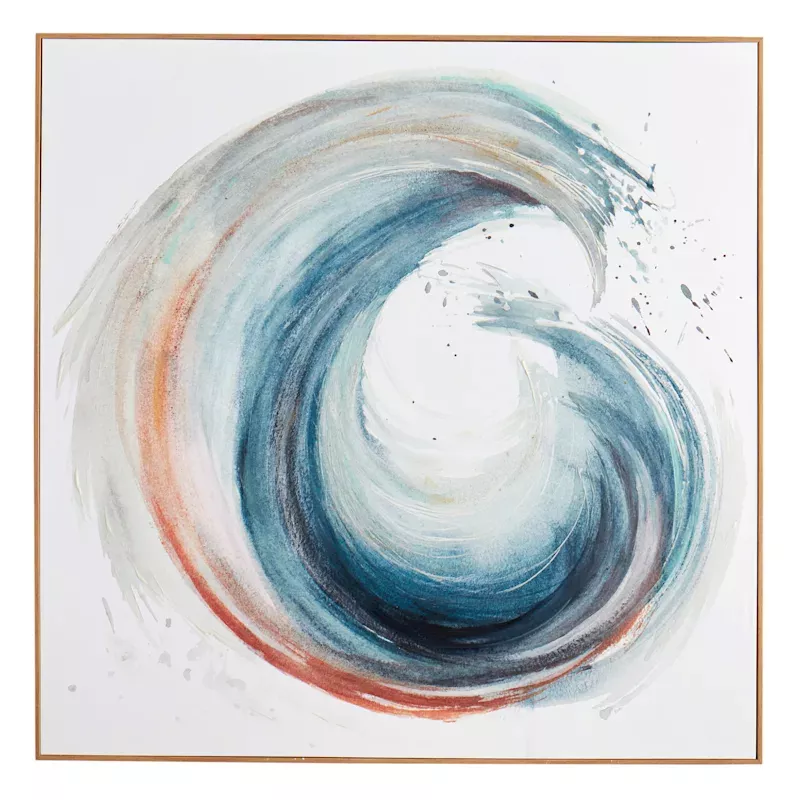 Framed Blue Abstract Swirl Canvas Wall Art, 40"
