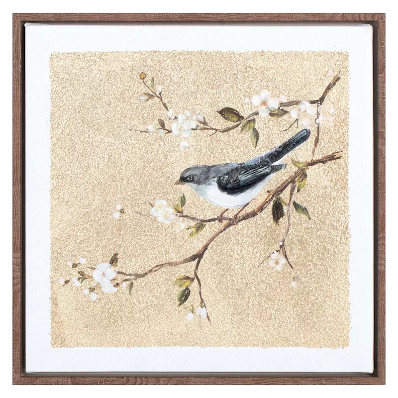 Framed Gold Bird Canvas Wall Art, 12"
