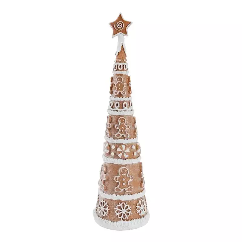 Frosted Gingerbread Cone Tree, 15"