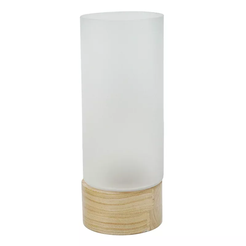 Frosted Glass Candle Holder with Wooden Base, 16"