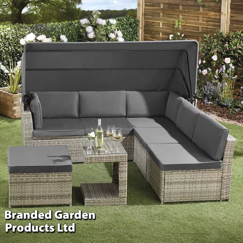 Garden_Gear California Rattan Daybed With Canopy