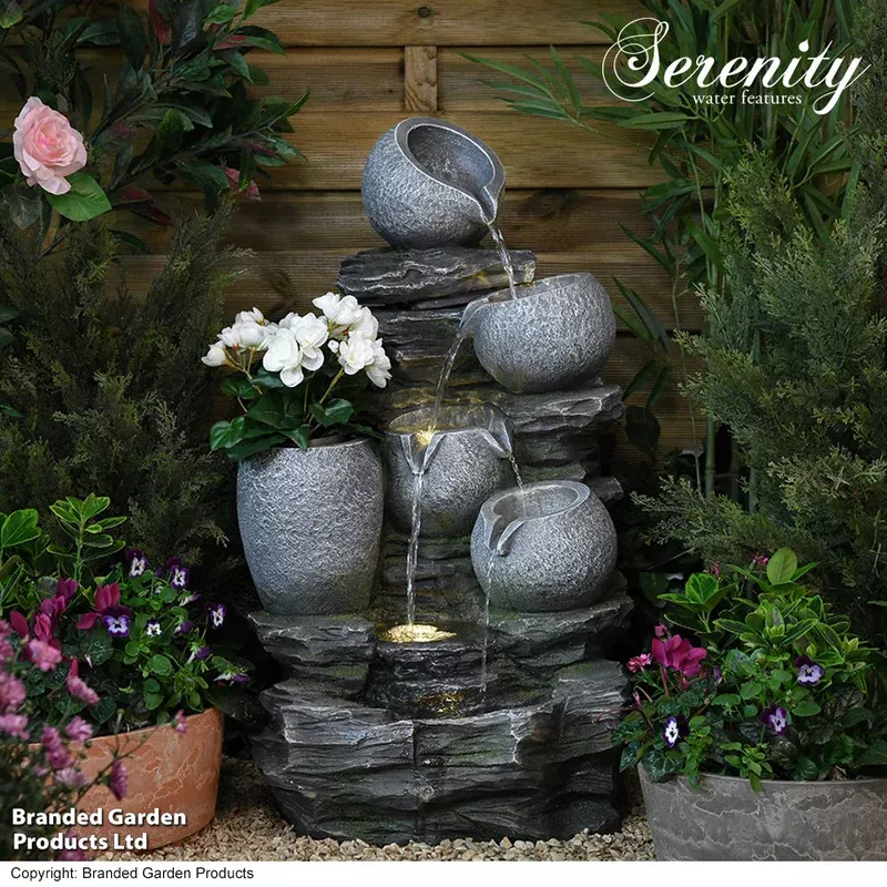 Garden_Gear River Rock Cascading Pots Water Feature