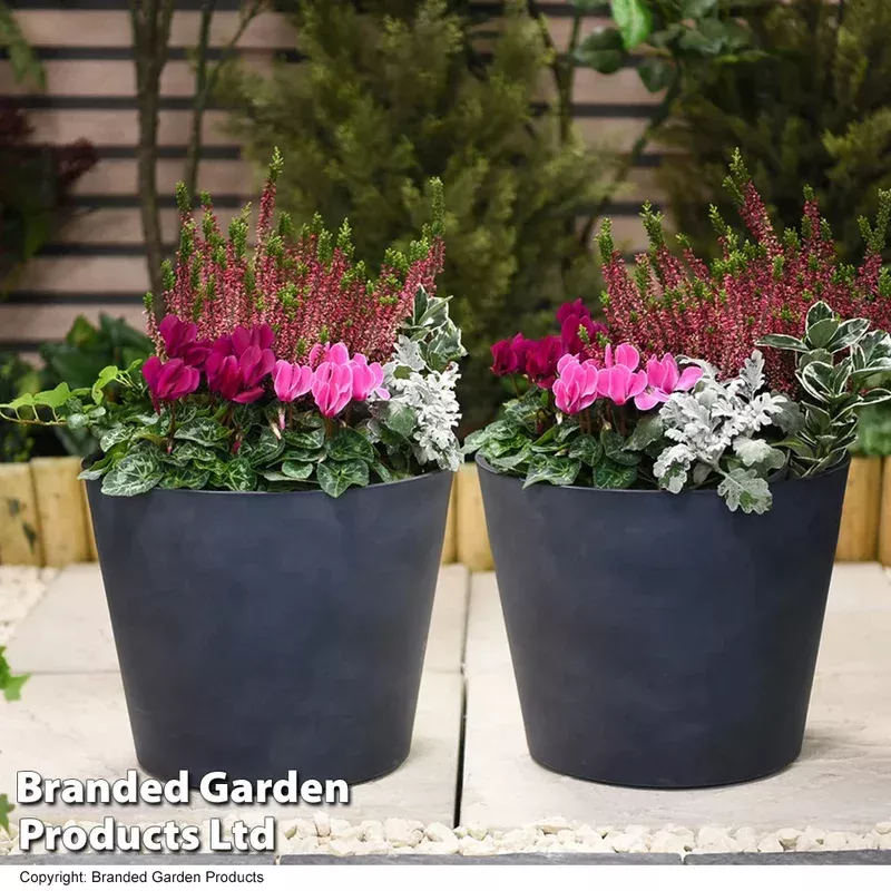 Garden_Gear Stone Effect Dark Grey 30.5cm Planter