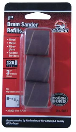 Gatorgrit 6081 Drum Sander Abrasive Sleeve Refills 1"x1", 120 Grit