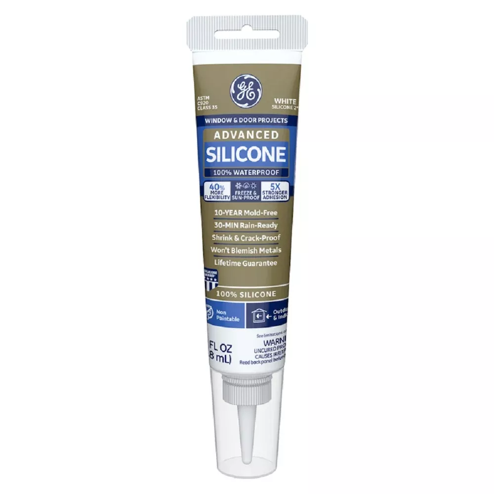 GE 2810438 Advanced Caulk Sealant, White, 2.8 Oz