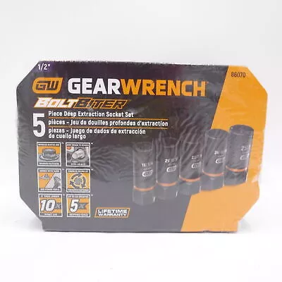 Gearwrench KDT-86070 5 Pc. 1/2″ Drive Bolt Biter Deep Extraction Socket Set