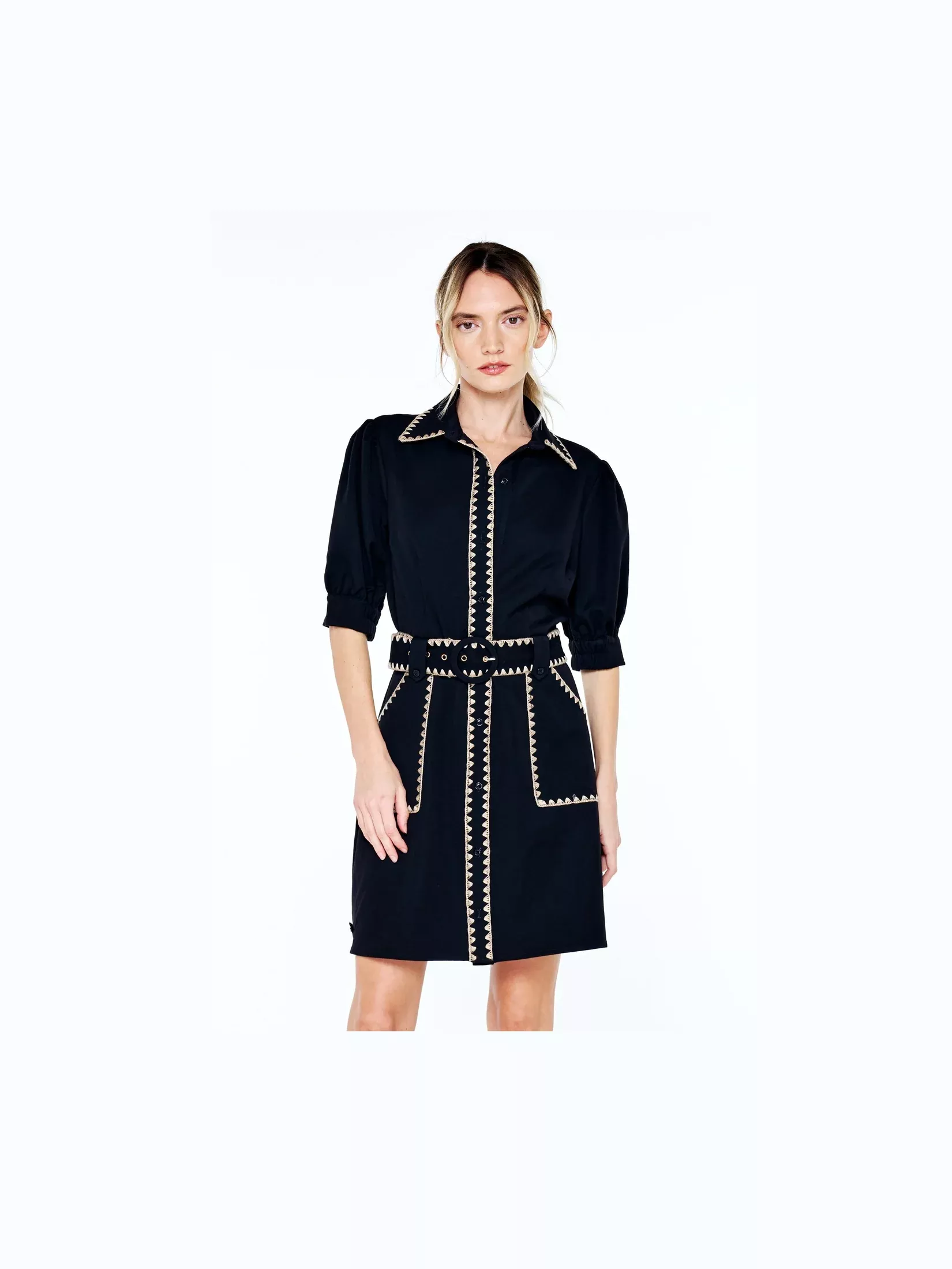 Gelso Embroidered Mini Shirt Dress