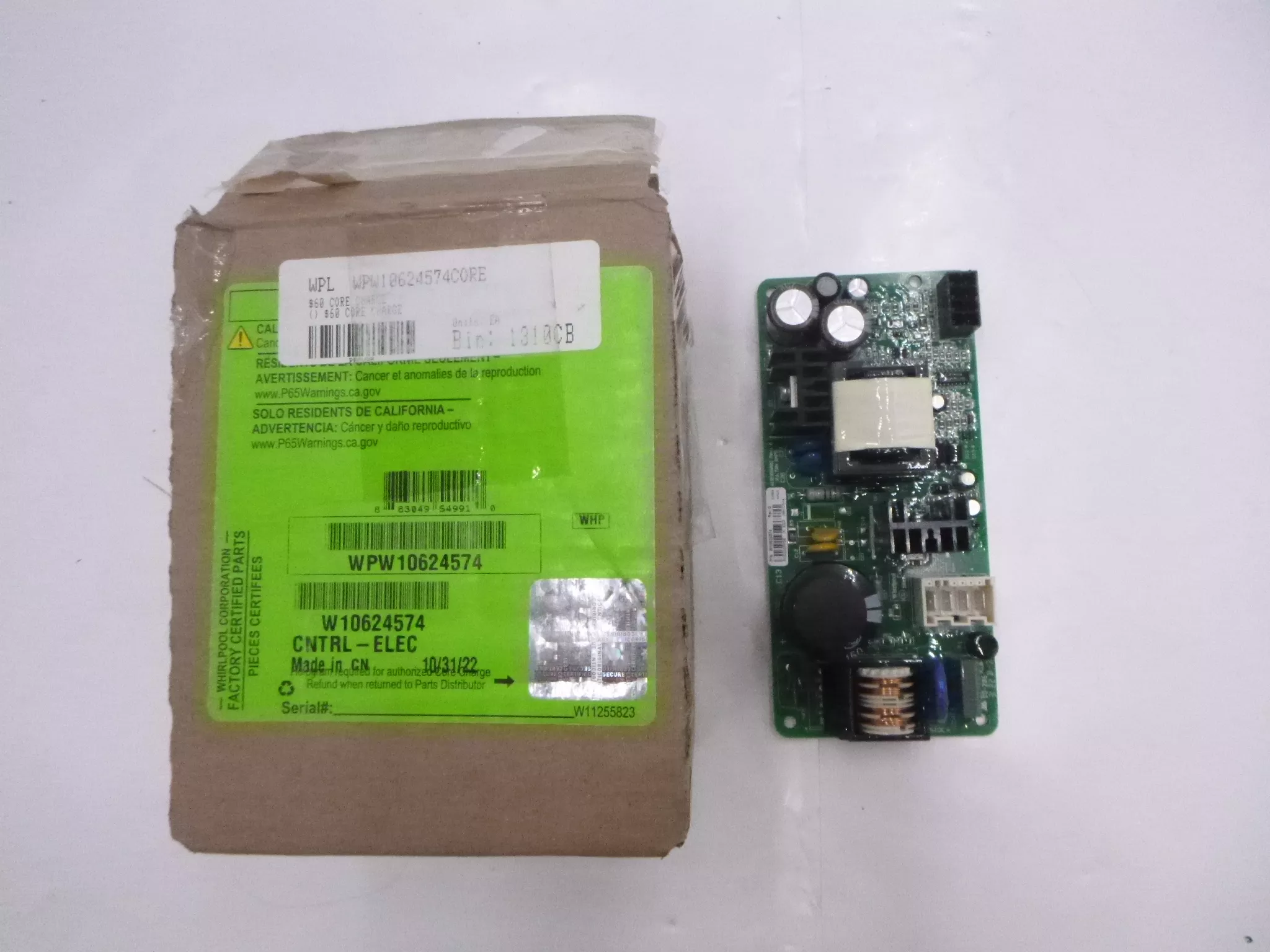Genuine OEM Whirlpool Refrigerator Power Control Board WPW10624574