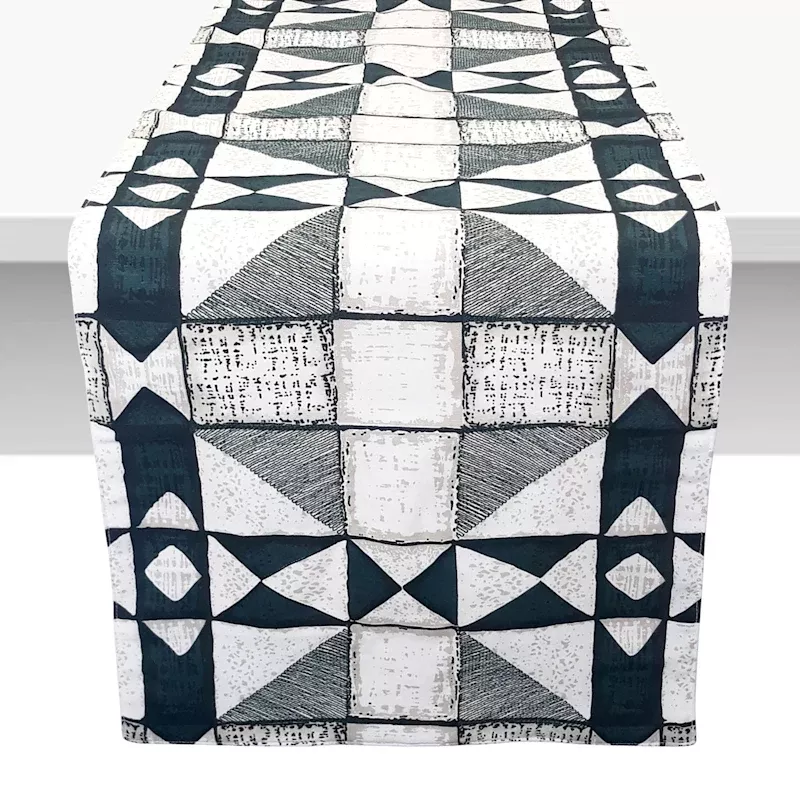 Geometric Cotton Table Runner, 72x13