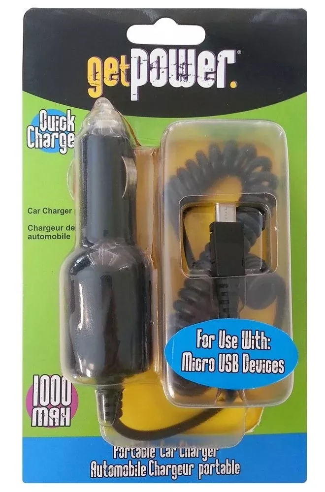 GetPower GP-CLA-M Vehicle Charging Cord for Android Phones, Black