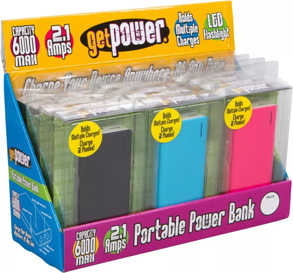 GetPower GP-DIS-PWRPCKV2 Portable Device Chargers, Assorted Colors