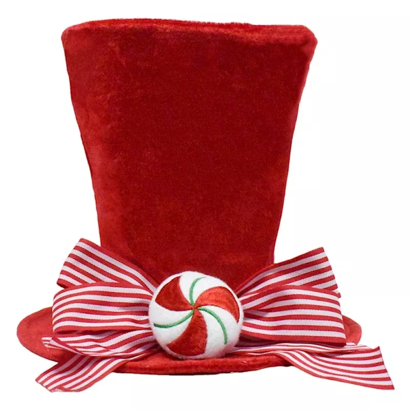 Gingerbread Lane Red Top Hat Tree Topper, 9.5x11