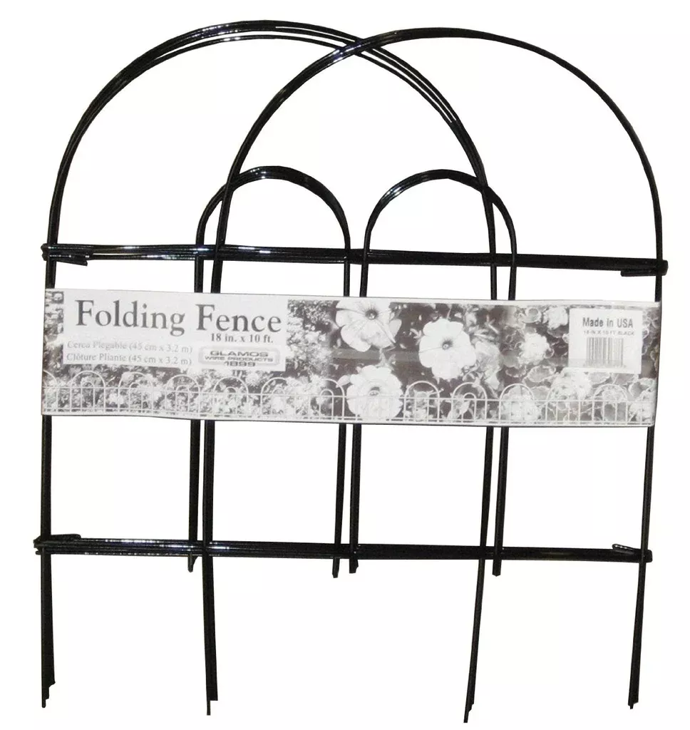 Glamos 776777 Folding Wire Fence, Black, 18" x 10'