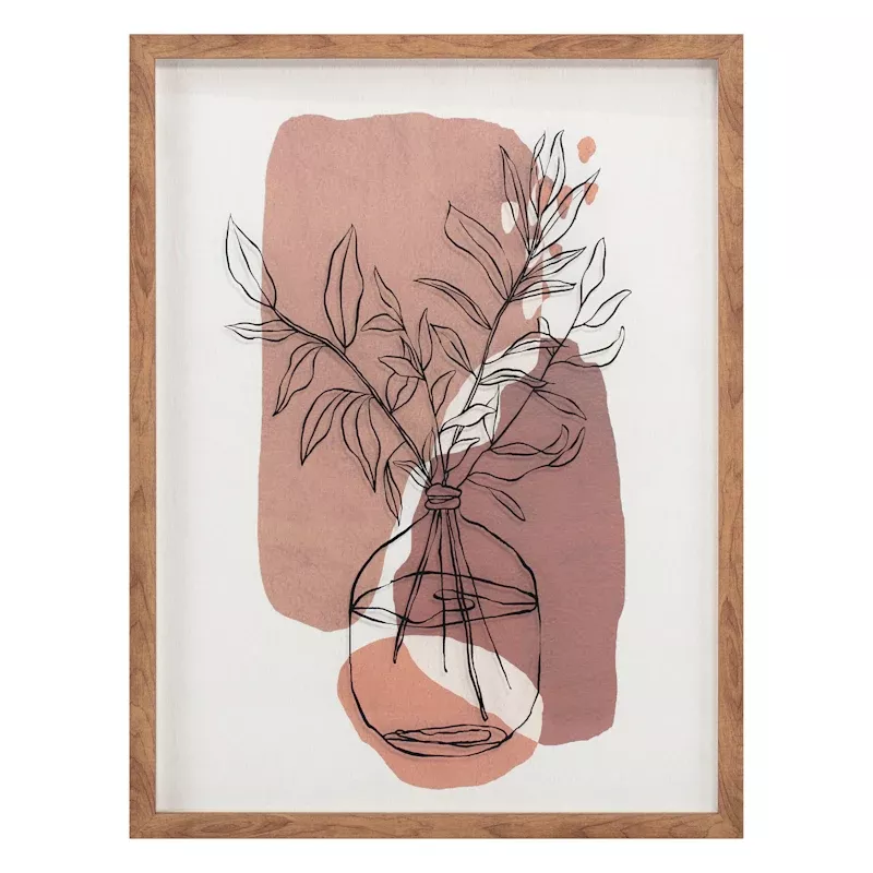 Glass Framed Abstract Fern Wall Art, 18x24