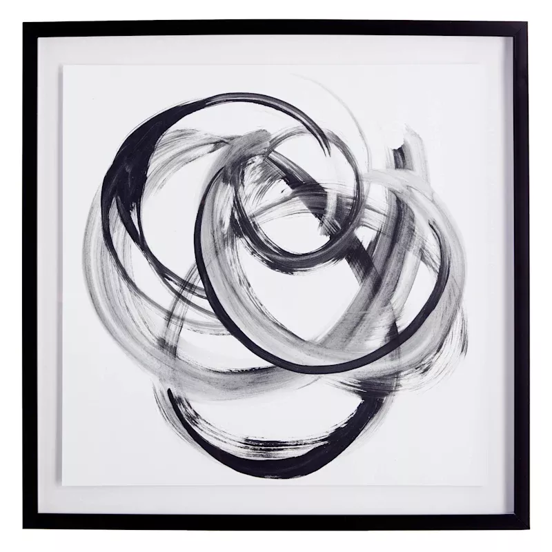 Glass Framed Abstract Print Wall Art, 25"