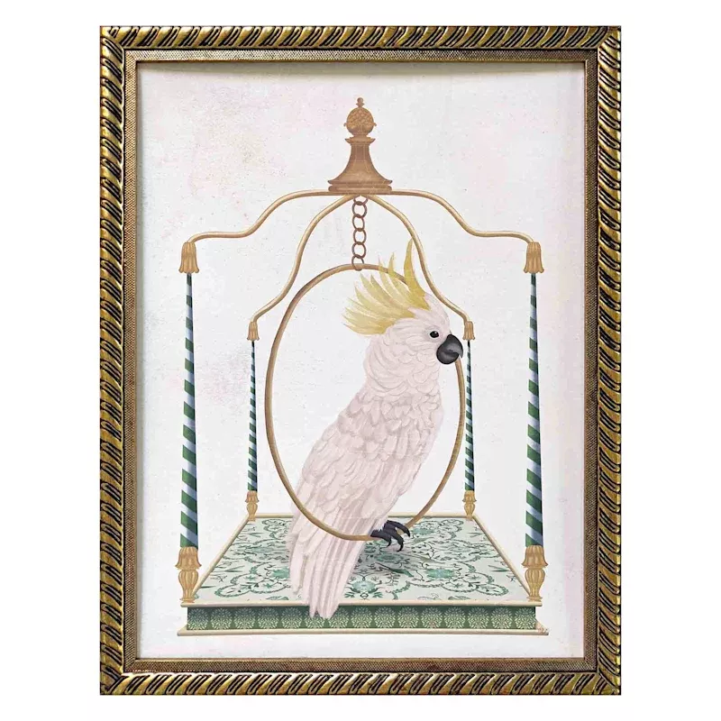 Glass Framed Cockatoo Print Wall Art, 13x17