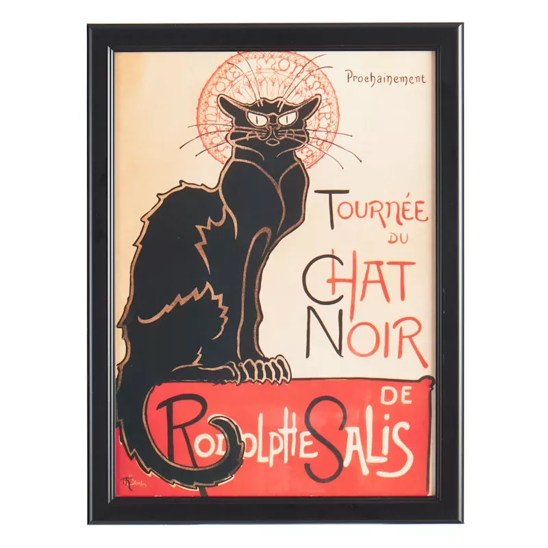 Glass Framed Tour of Rodolphe Salis Chat Noir Print, 18x24