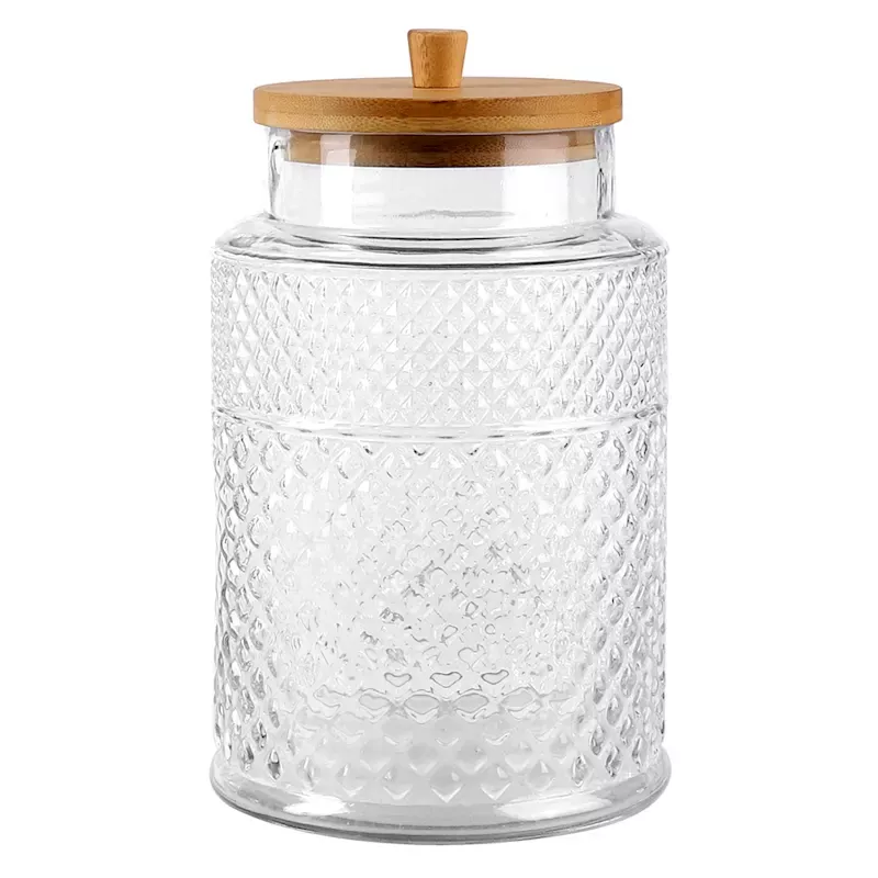 Glass Jar with Wooden Lid, 10.5"