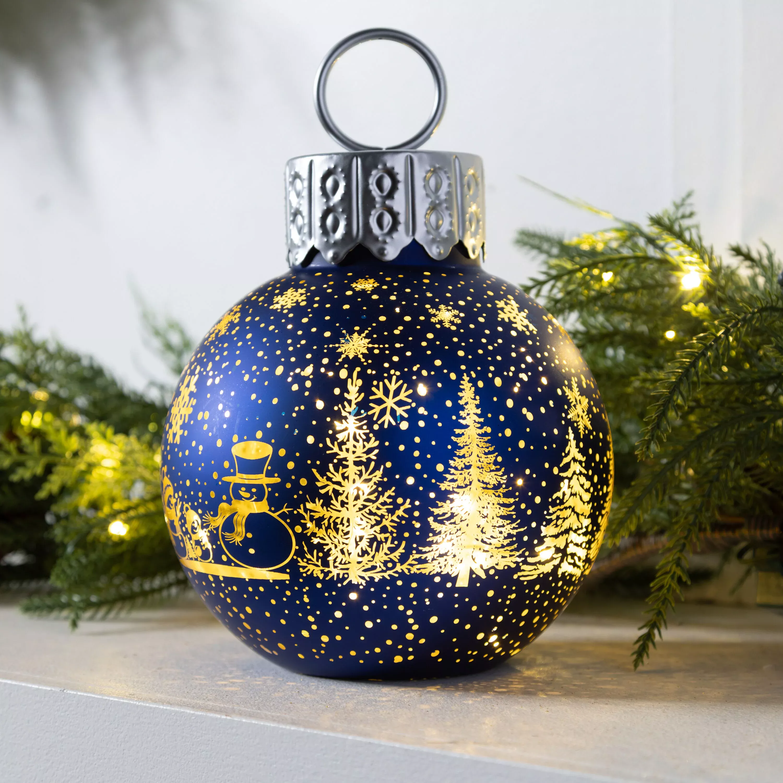Glass LED Ornament Décor, 10" H