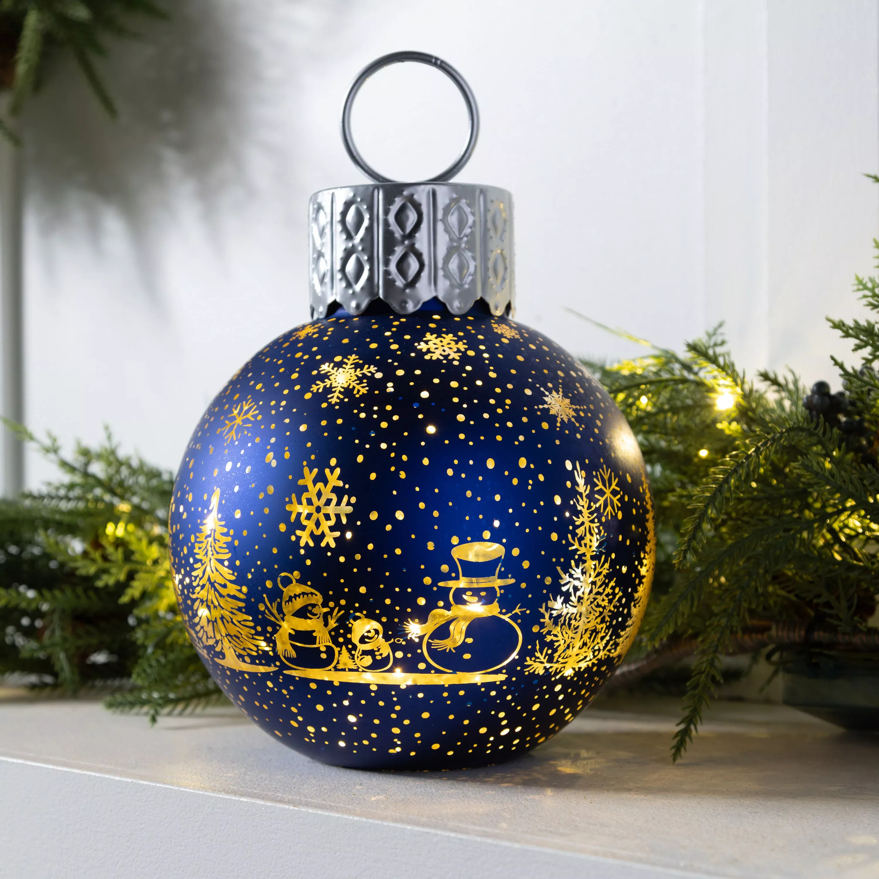 Glass LED Ornament Décor, 11" H