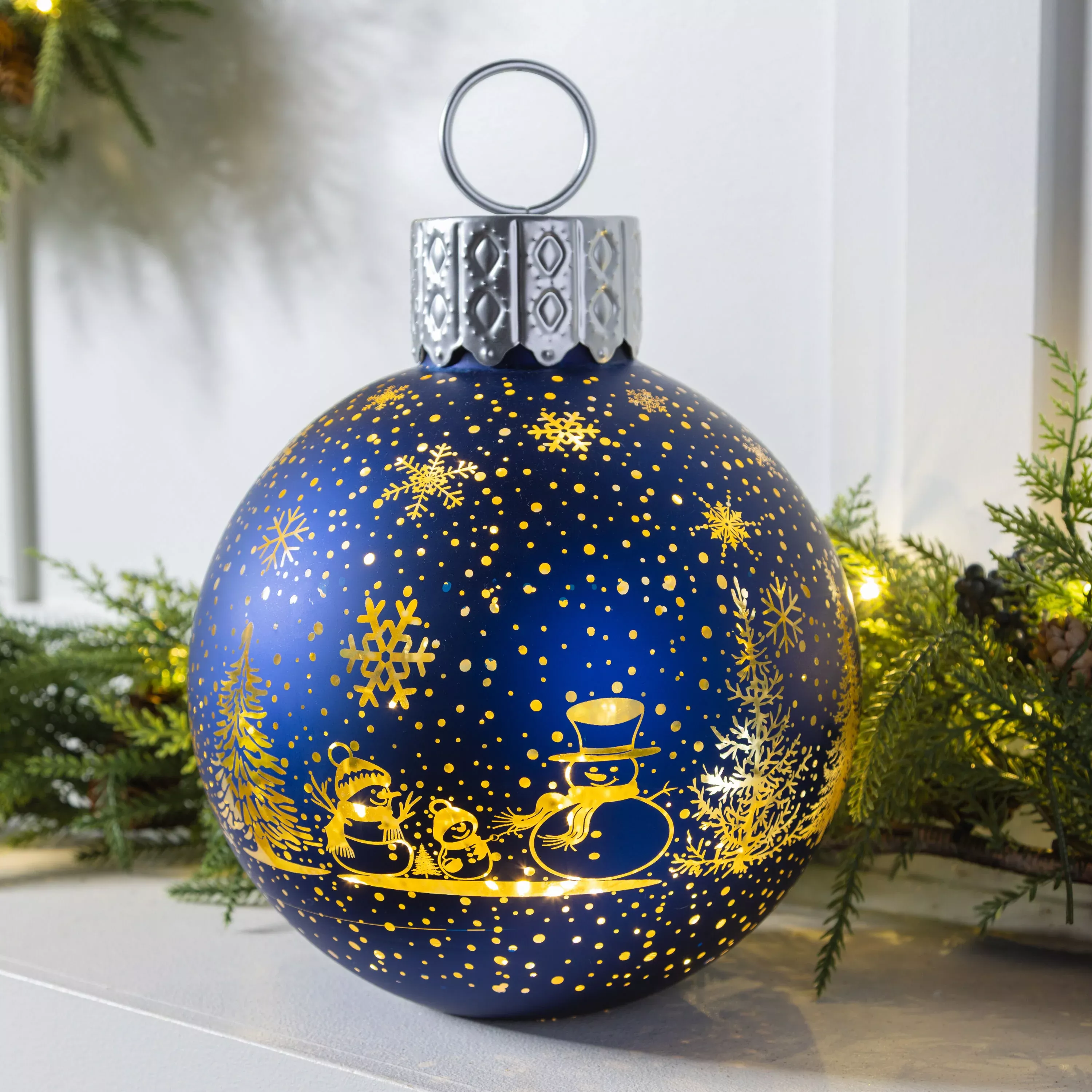Glass LED Ornament Décor, 13" H