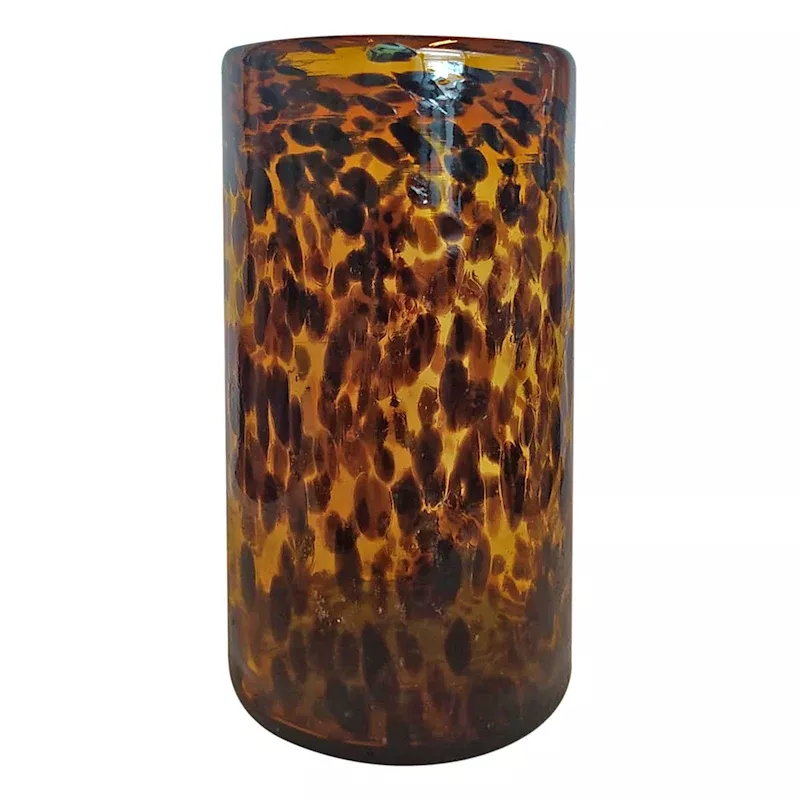 Glass Tortoise Shell Cylinder Candle Holder, 12"