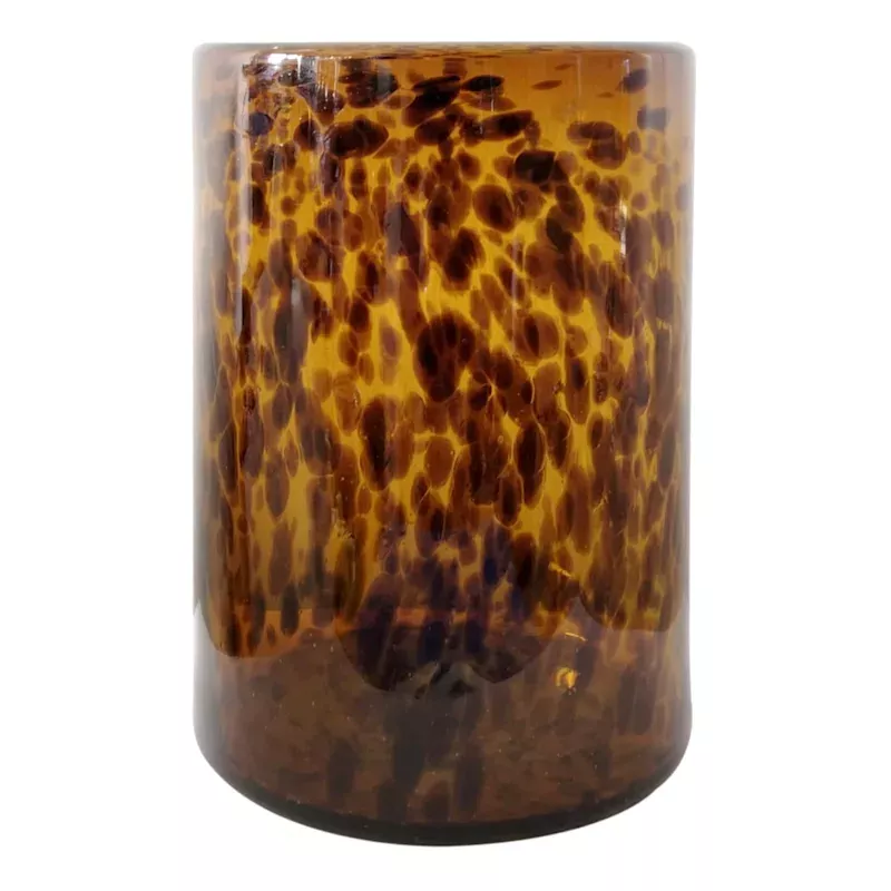 Glass Tortoise Shell Cylinder Candle Holder, 9"