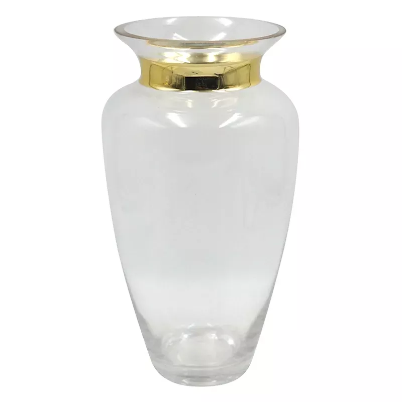 Glass Vase with Mercury Neck, 12"