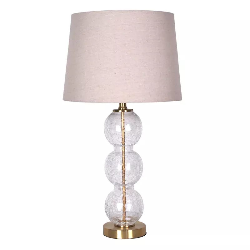Gold Bubble Glass Table Lamp with Shade, 25"