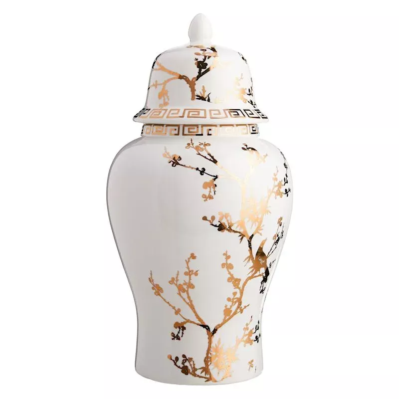 Gold Decal Ceramic Jar, 14"