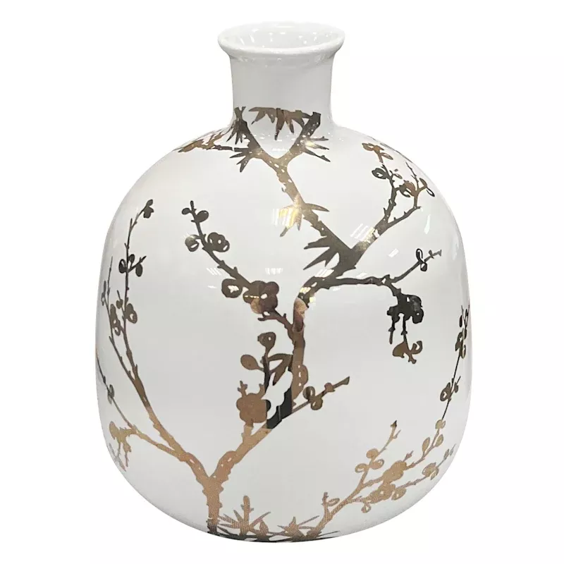 Gold Decal Ceramic Vase, 6"