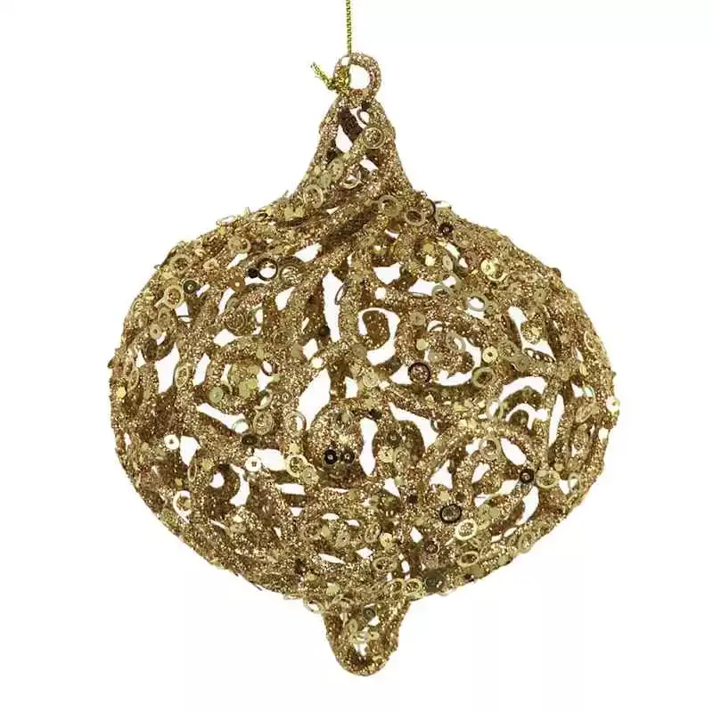 Gold Glittered Onion Ornament, 6"