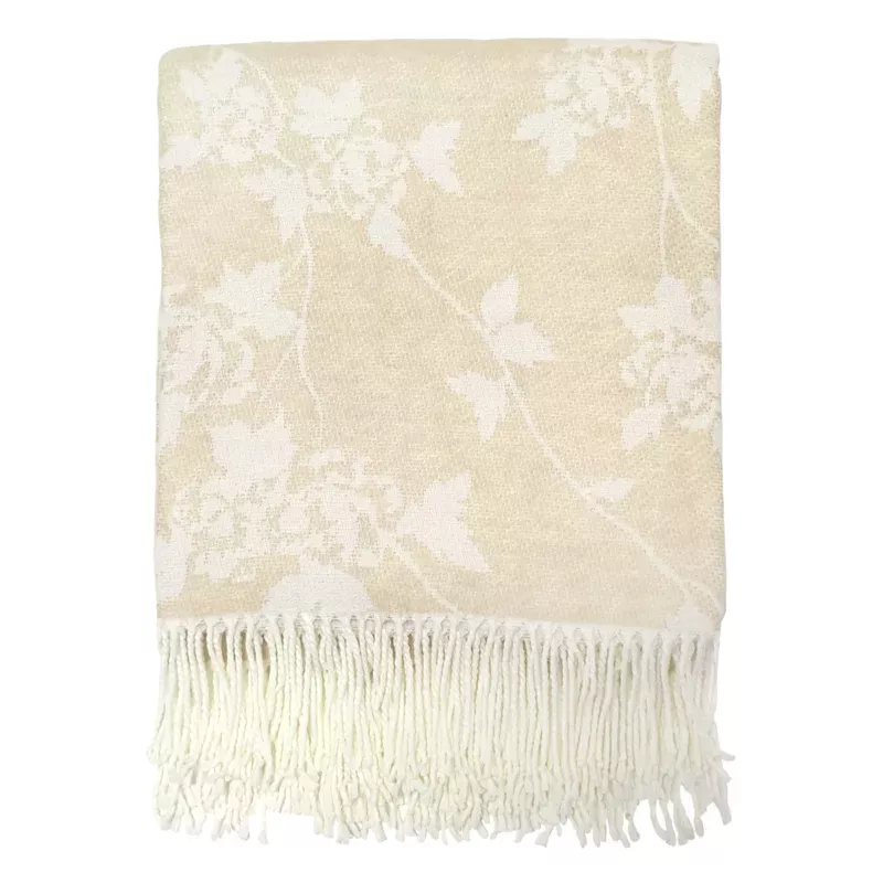 Gold Jacquard Woven Throw Blanket, 50x60