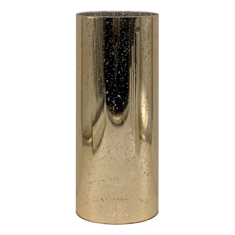Gold Mercury Glass LED Pillar Candle, 4x10