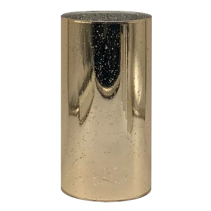 Gold Mercury Glass LED Pillar Candle, 4x8