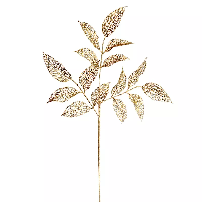 Gold Mesh Leaves Spray, 18.5"