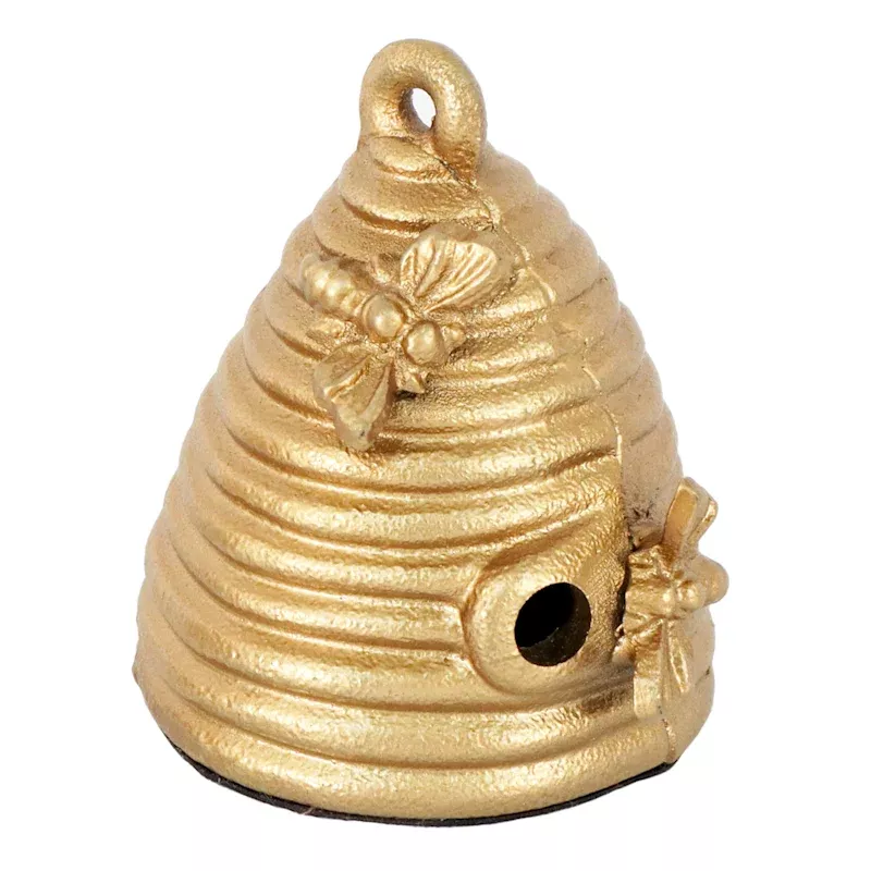 Gold Metal Beehive Figurine, 4.8"