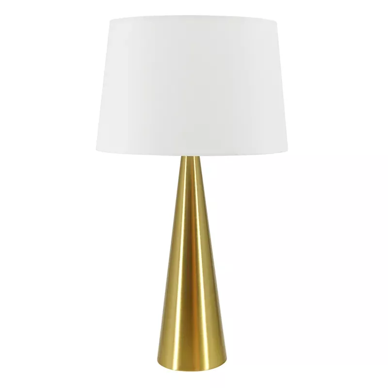 Gold Metal Cone Table Lamp with Shade, 25"