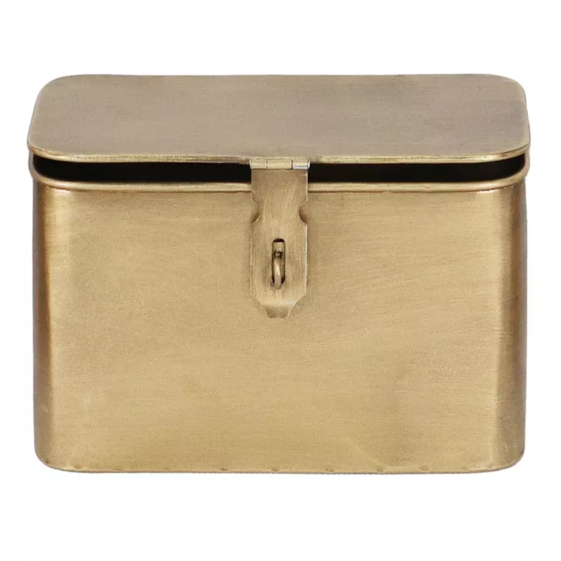 Gold Metal Decorative Box with Lid, 7.5"