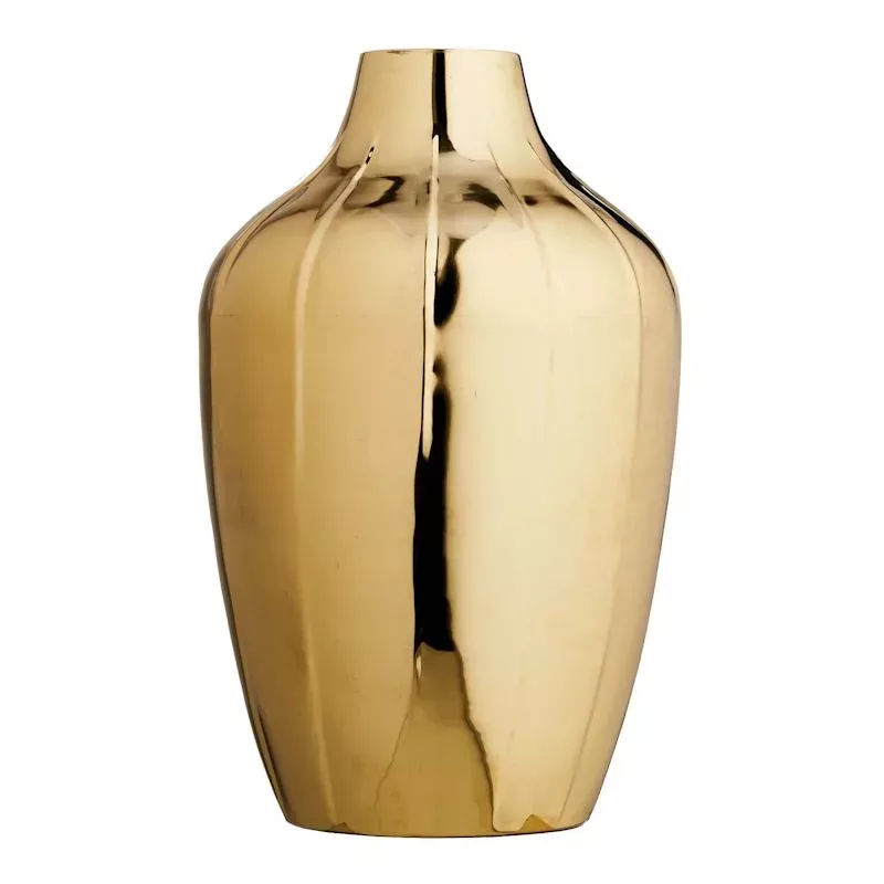 Gold Metal Decorative Vase, 16"