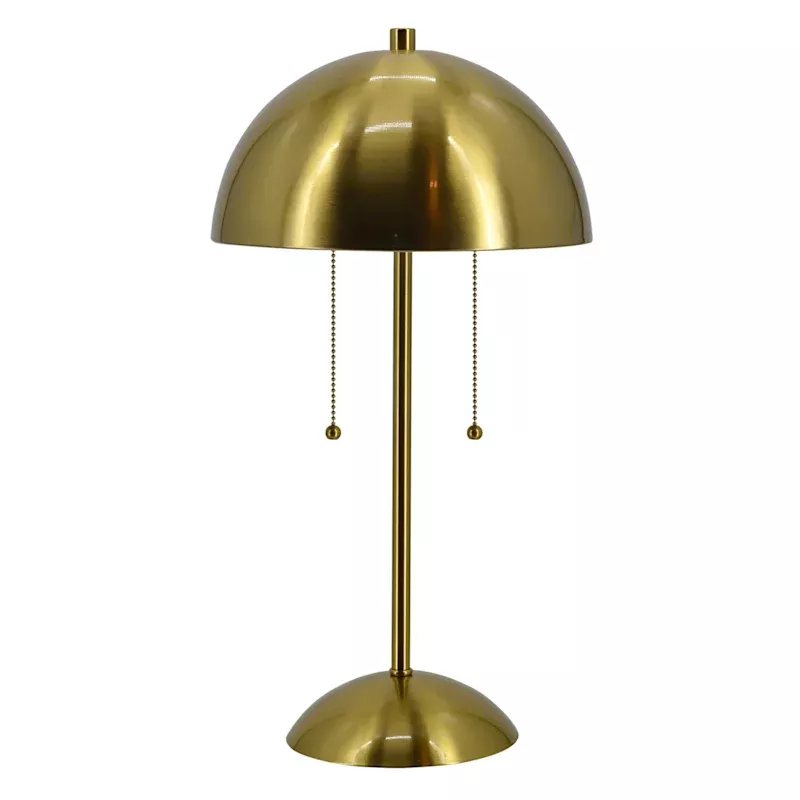 Gold Metal Dome Table Lamp with Shade, 20"