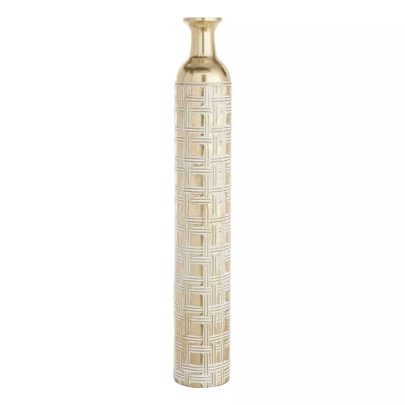 Gold Metal Floor Vase, 35.5"