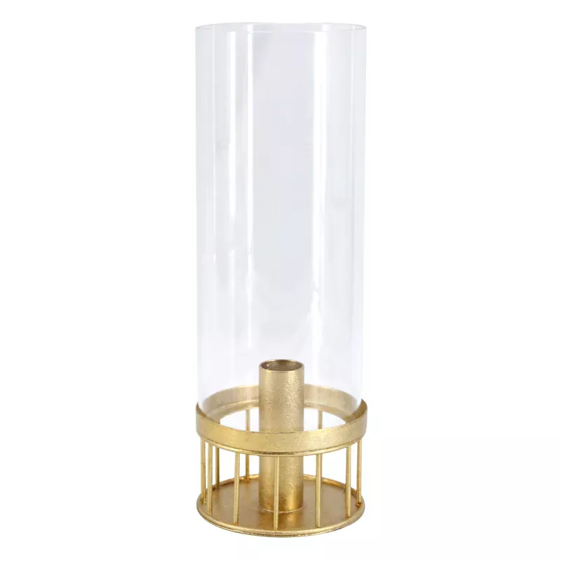 Gold Metal & Glass Lantern, 10"