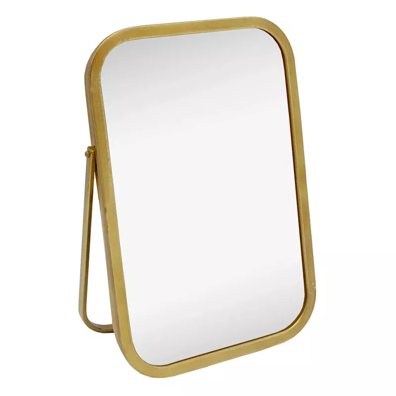 Gold Metal Table Mirror, 10"