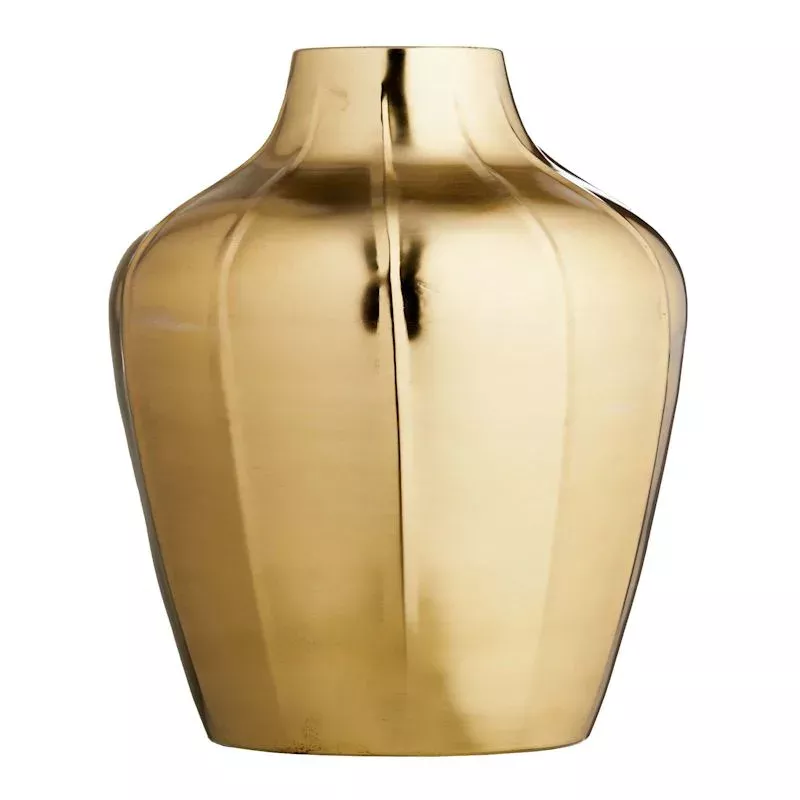 Gold Metal Vase, 12"