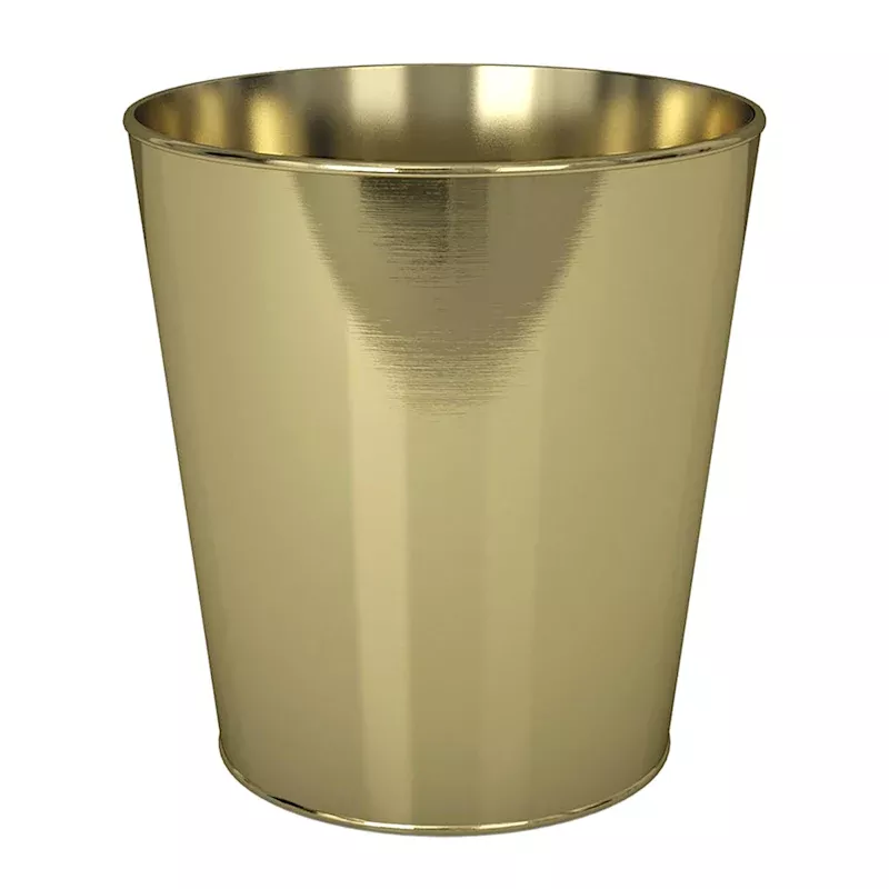 Gold Metal Wastebasket, 10"