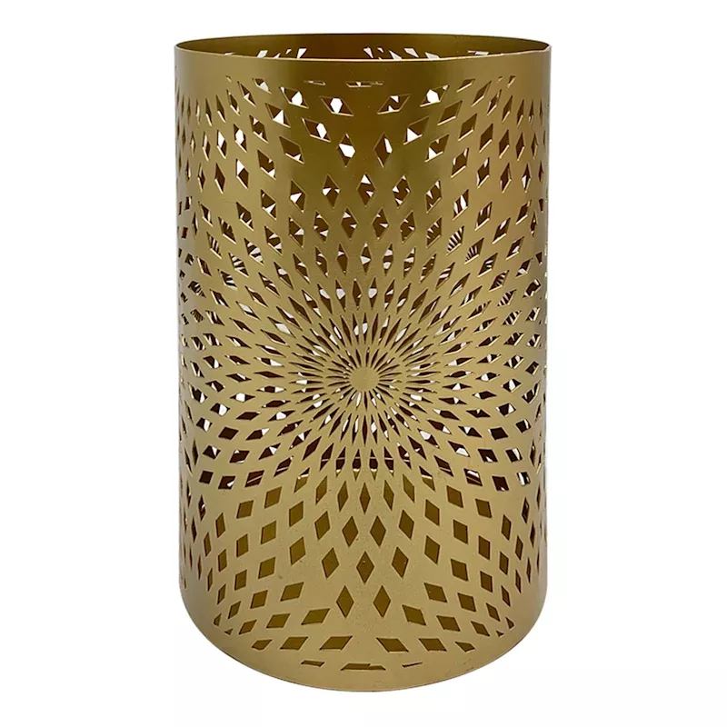 Gold Punched Metal Lantern, 10"